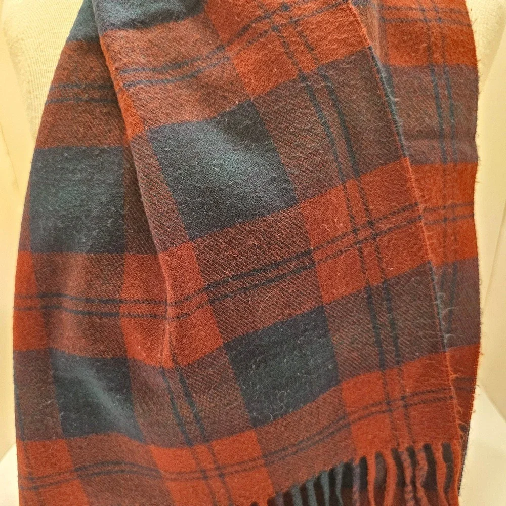 Christian Dior Monsieur Vintage Scarf Red Navy Plaid Cashmaire Acrylic Japan